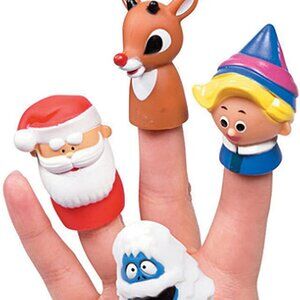 4 Rudolph the Red Nosed Reindeer Finger Puppets Christmas Toy Stocking Stuffer